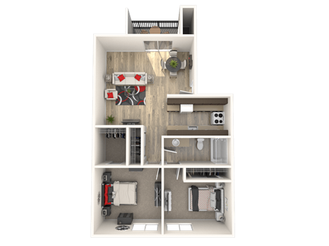 Floor plan for 2 beds, 1 bath, 850 sqft